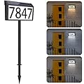 MAXvolador Solar Powered Address Sign House Numbers Waterproof, 3-Color Lighting Modes LED Illuminated Address Plaque with Stakes, Outdoor Address Number