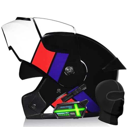 Casque de moto modulaire Bluetooth, intégral et rabattable, homologué ECE/DOT, double visière avec microphone et haut-parleur, for hommes et femmes, for le tourisme, la course et la conduite(I,S 54~55
