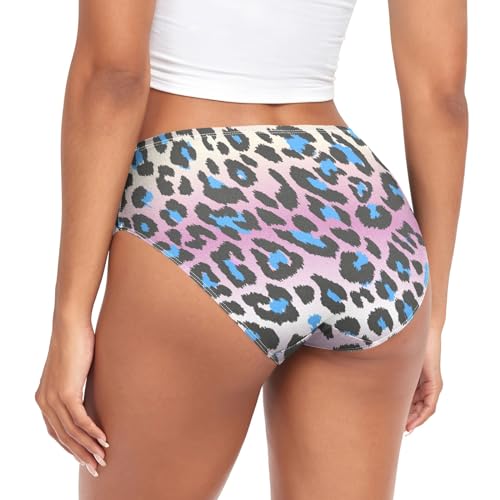CHIFIGNO Sous-vêtements sexy en fibre de bambou pour femme - Culotte de bikini douce et respirante, Bleu, rose, violet, léopard, Medium – vue 4