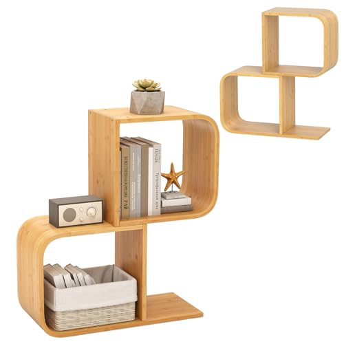 DESIGN UNICO: Questa libreria a forma di S ha un design unico che mescola tradizione e modernità. Non solo può essere utilizzata in una varietà di occasioni, come il soggiorno, l'ufficio, ecc., ma può anche aggiungere un'atmosfera elegante e moderna al vostro spazio e diventare il centro di attenzione