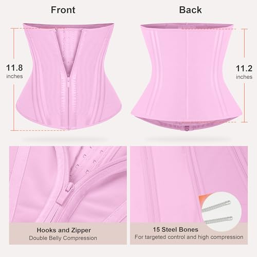 Image of SHAPERX Waist Trainer for Women Corset Shapewear Tummy Control Sport Workout Waist Cincher Body Shaper Zipper and Hooks