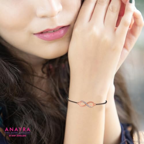 Image of 925 Sterling Silver Adjustable Bracelet for Women | Heart Link, Infinity, Leaf & Floral Inspired Design | Elegant Daily Wear Fashion Jewellery Gift for Girls & Women