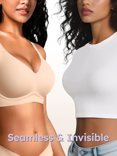 Image of Seamless Wireless Jelly Bras for Women - Lightly Padded Bra with Support, No Underwire Comfortable T-Shirt Bralette