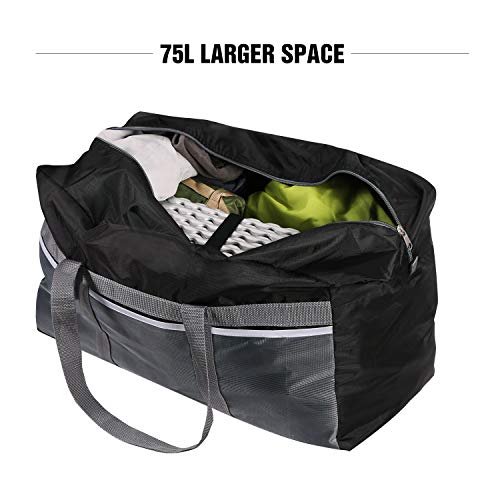 CAMPMAX 75L Extra Large Duffle Bags for Men and Women, Sturdy Oxford Lightweight Foldable Travel Duffel Bag 25x12x15 Inches, Black
