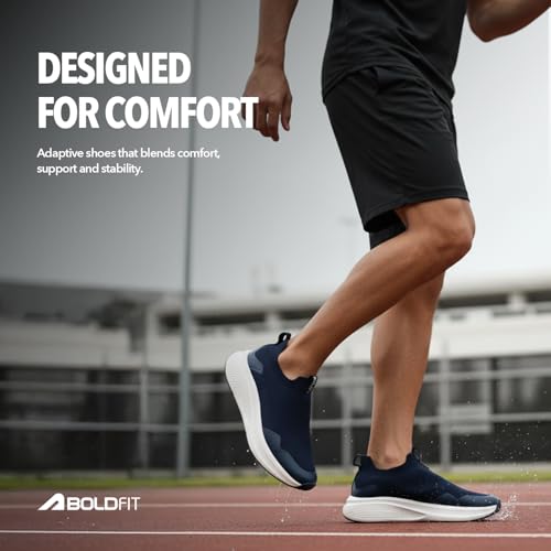 Image of Boldfit Mens Walking Shoes, Breathable Knit Slip-On Casual Shoes with Memory Foam Insole, Thick Eva Outsole & Padded Heel Support, Lightweight, Sock-Like Fit for All-Day Comfort