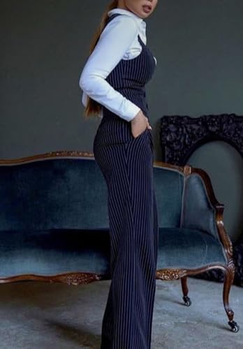 Women's 3 Piece Business Stripes Suit Set Slim Fit Professional Blazer Jacket Vest Pant for Work Office2
