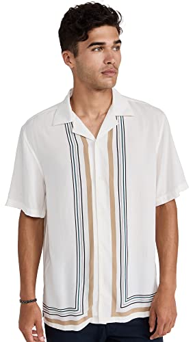 Club Monaco Men's SS CC Border Print, EGRET Multi, XXL