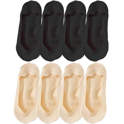 No Show Socks for Women, Ice Silk and Cotton Blend, Non-Slip Silicone, Multi-Color