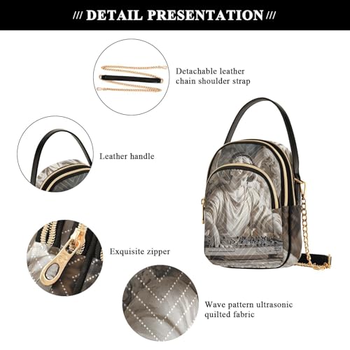 Statue Dj Sling Bag for Women, Small Shoulder Bag Crossbody Bag Purse with Chain Strap Top handle 5.91×3.15×8.27 Inches4