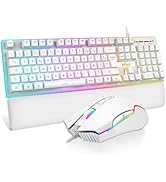 RedThunder K10 Ensemble Clavier et Souris Gamer, AZERTY FRANÇAIS + Repose-Poignets, Clavier Gamin...