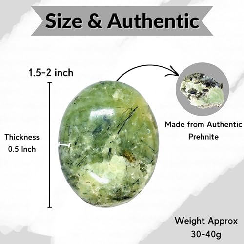 Image of Amazing Gemstone Prehnite Epidote Crystals and Healing Stones - Large Palm Stone Crystals Piedra - Crystal for Good Luck, Positive Energy, Meditation - Unique Stocking Stuffers, Gifts for Women, Men