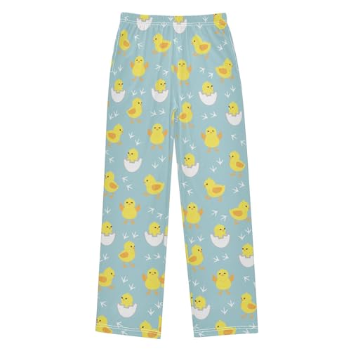 ZZXXB Chick Footprint Boys Long Pants Soft Trousers Elastic Waist Kids Lounge Bottoms with Pockets S-XL