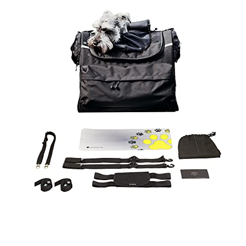 DEEMEED Motorcycle Dog Carrier for ~18-25lb, Waterproof, Portable, Triple Ventilation System, Motorcycle Bag for Sissy bar, Luggage Rack or seat. Made of Italian Cordura Fabric (M)