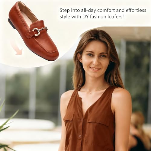 Image of DeYashopin Womens Loafers Shoes Fashion Low Heel Slip on Shoes Comfortable Driving Flats