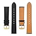 BISONSTRAP Texture Leather Watch Straps for Women and Men, Watch Replacement Bands with Quick Release, 16mm, Black, Gold Buckle