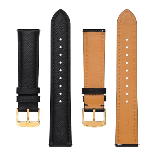 BISONSTRAP Texture Leather Watch Straps for Women and Men, Watch Replacement Bands with Quick Release, 16mm 18mm 19mm 20mm 22mm
