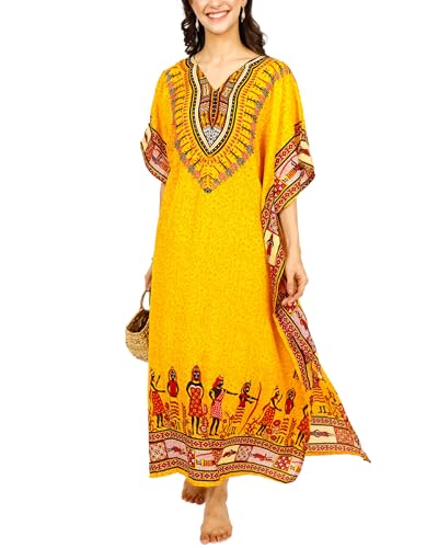Tengru Lifestyle Ladies Kaftans Tunic Kimono Maxi Women Dashiki African Caftan Plus Size Lounge Girls Kimono for Any Occasion (TL-AL-YL)