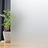 DKTIE Window Privacy Film Non Adhesive Frosted Home Office Film Removable Opaque Window Sticker Self Static Cling Vinly Glass Film for Bathroom (Matte White 17.7by78.7 Inch)