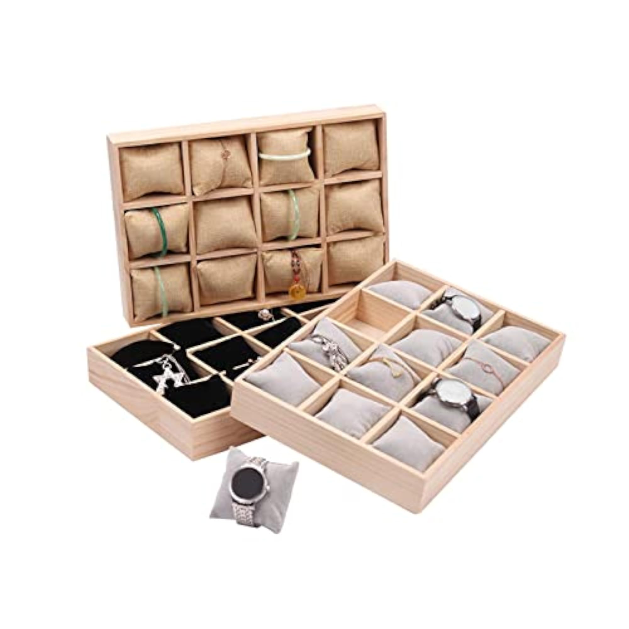 Watch Display Tray, Wood Bracelet Display Showcase
