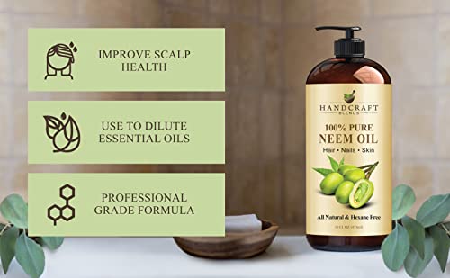 Handcraft Neem Oil – 100% Pure And Natural Cold Pressed Neem Oil For Skin And Hair – Moisturizing And Hydrating Oil - 16 Fl. Oz #TOP3