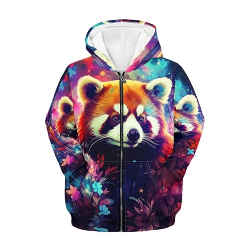 Boys Animal Print Zip Up Graphic Hoodie with Pockets Comfort Long Sleeve Soft Hoodies