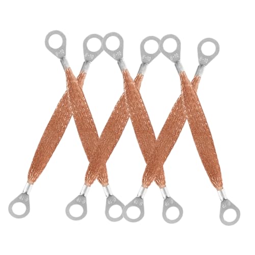 PRETYZOOM 6pcs Copper Vehicle Grounding Cable Terminals High Conductivity Flat Ground Strap for Automotive Static Connection Fit for Models