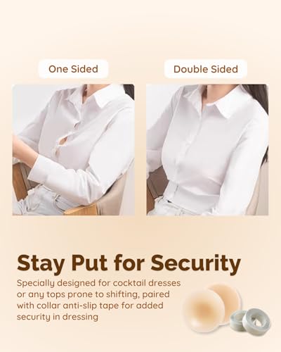 Double Sided Sticky Pasties Nipple Covers - 3 Pairs Silicone Reusable Adhesive Breast Petals for Women Beige2