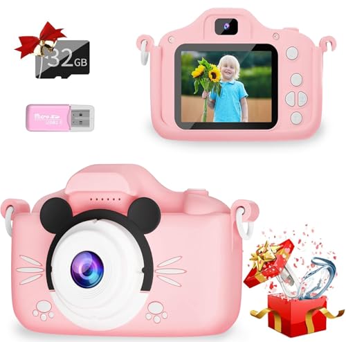 Kids Camera, 1080P HD 2.0 Inch Screen Kids Digital Camera with 32GB Card and Reader, for Age 3-13 Years Old Boys and Girls Birthday Christmas Toy