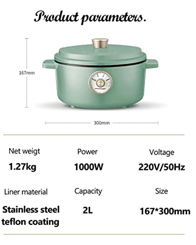 Panela Elétrica Portátil 2L Revestimento Antiaderente Frigideira Elétrica 3 Engrenagens Fogão Ajustá