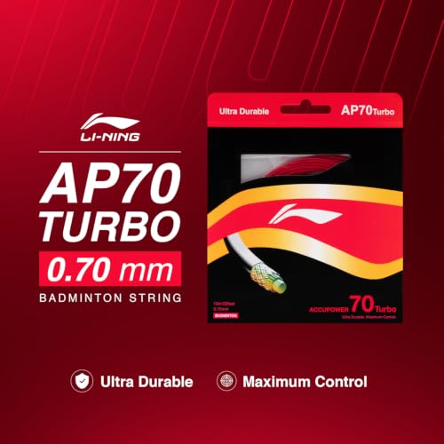 Image of Li-Ning AP70 Turbo Badminton String | 0.70mm Gauge | Durable All-Round Performance | High Control & Stable Tension (Red)