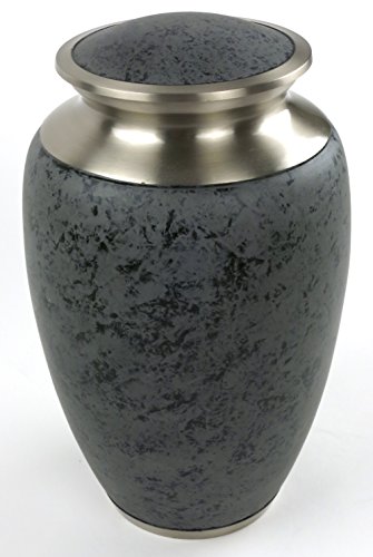 Slate Funeral Urn by Liliane Memorials - Cremation Urn for Human Ashes - Hand Made in Brass - Suitable for Cemetery Burial or Niche - Large Size fits remains of Adults up to 200 lbs- Marble Grey Model