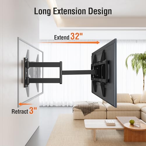 ELIVED Long Arm TV Mount for Most 42-75 Inch TVs, 32\" Long Extension Arm Corner TV Wall Mount, Articulating Wall Mount tv Bracket Swivel and Tilt, Holds up to 99 lbs. Max VESA 600x400mm, YD1036