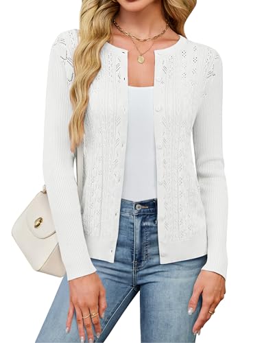 Blooming Jelly Women's Cardigan Sweaters Lightweight Cable Knit Ribbed Cardigans 2025 Fall Button Down Sweater Tops