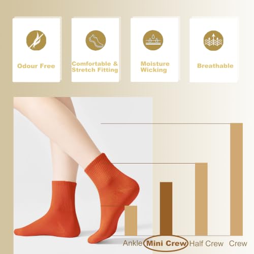 Image of Women's Cotton Quarter Crew Socks | Anti-Pilling,Seamless Toe,Mid-Calf,Ribbed Cuff,Reinforced Heel,Gift Box,Casual Daily Gym Office,Match All Shoes