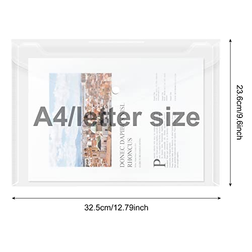 Eoout 50Pcs Plastic Envelopes With Button Snap Closure, Clear Plastic Poly Envelope, Folders For Documents, Waterproof Plastic File Folder, Letter Size, A4 Size, For School And Office Supplies #TOP1