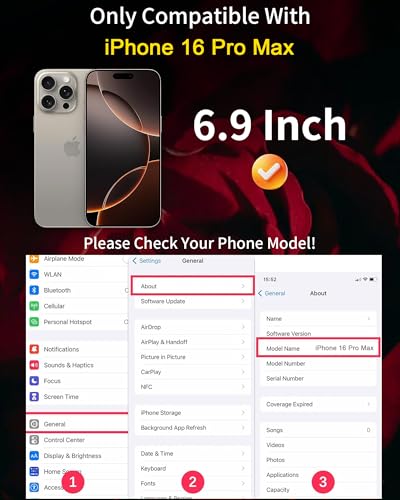Image of 2 Pack Privacy Screen Protector for iPhone 16 Pro Max Tempered Glass Anti-Spy Rose Pattern 16ProMax Easy Installation Frame Full Coverage Anti-Scratch (6.9 inch)