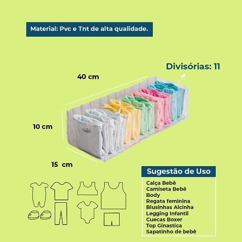 Colmeia Organizadora Camisetas Cristal Premium 11 Nichos P 15x10x40cm - Incolor - VB HOME