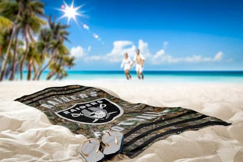 Image of Northwest NFL Las Vegas Raiders Unisex-Adult Beach Towel, 30 inch x 60 inch, Realtree Camo Stripes