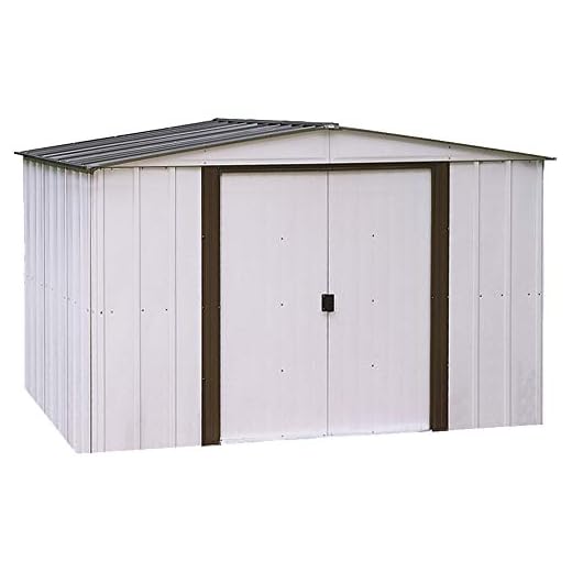Arrow 10' x 8' Newburgh Eggshell with Coffee Trim Low Gable Electro-Galvanized Steel Storage Shed