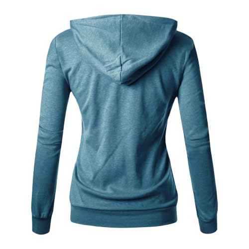 Image of GIVON Womens Casual Zip Up Hoodie Cotton Blend Soft Fabric Basic Layering Hooded Jacket with Kangaroo Pocket