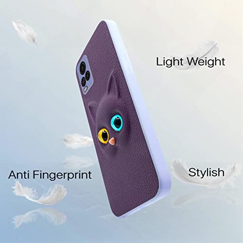 Image of Pikkme Vivo V20 Back Cover for Girls | Cute Cat Leather Finish | Soft TPU | Case for Vivo V20 (Purple)