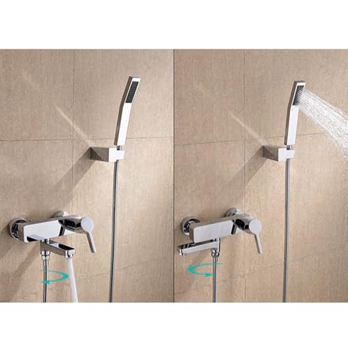 Mitigeur de douche chromé avec robinet baignoire mural orientable - 7