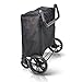 WONDERFOLD X4 Multi-Function Pull & Push 4 Passenger Quad Stroller Wagon with Removable Canopy, 5-Point Harness, and Reflective Safety Strip (Black, 4 Seats)