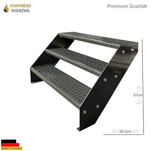 Escalier de jardin en acier pour sécuriser un dénivelé de 57cm sans maçonnerie