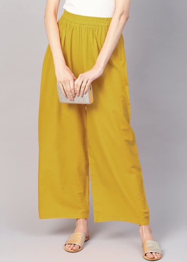 Image of Go Gazab - Stylish Women's Palazzo: Trendy Rayon Solid Color Ethnic Wear Palazzo