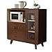 YT.JYUERI 39.3 '' Stojący Szafka Kuchenna z górną i dolną zamkniętą przestrzenią Szafa Duża otwarta przestrzeń do mikrofalówki (Color : Walnut)