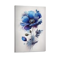 Amazon.co.jp: 絵画 青い花インテリア 絵画 水墨画 水彩画アートパネル