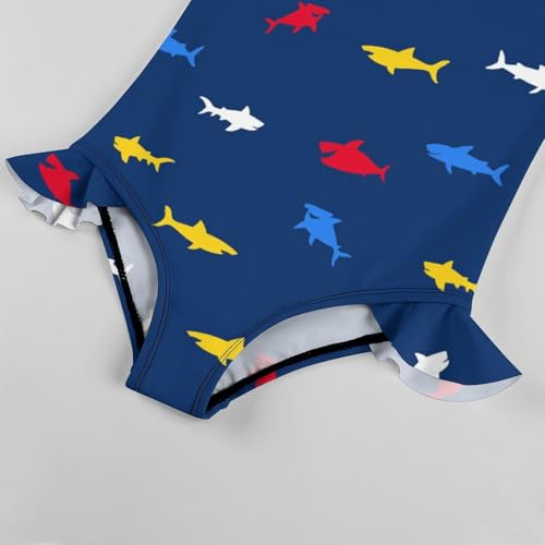 Image of Girls One Piece Swimsuit Lovely Cute Animals Ruffles Swimwear Bathing Suits 3-12 Years