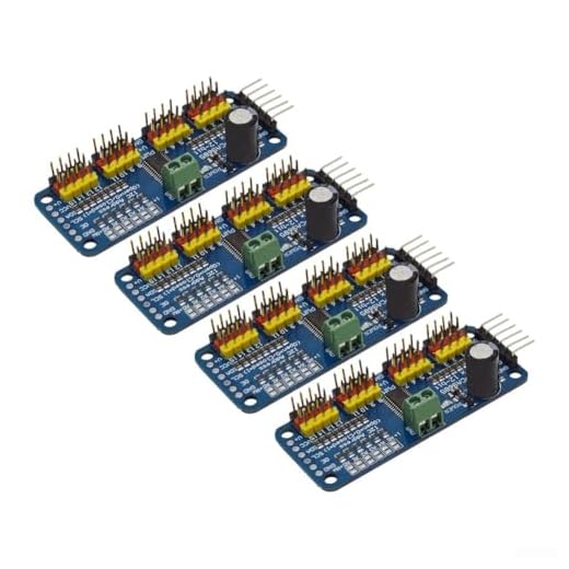PCA9685 16 canali per scheda driver pwm per Arduino, modulo I2C con frequenza regolabile, compatibile 3.3V-5V, controllo motore ad alta risoluzione per progetti robotici (confezione da 4)