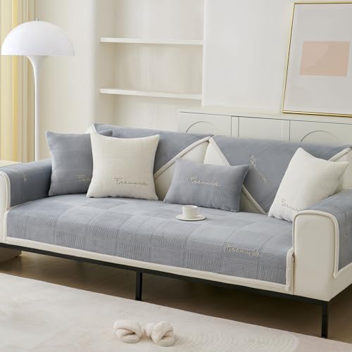 Couch Überzug,Sofa-Schutzhülle 1/2/3/4 Sitzer L Form Sofa Cover Sofa Überzug Ecksofa,2024 Neue Universelle Rutschfeste Solide Strukturierte Ultra Stretch Grau Kissenbezug für Wohnzimmer(45x45cm)